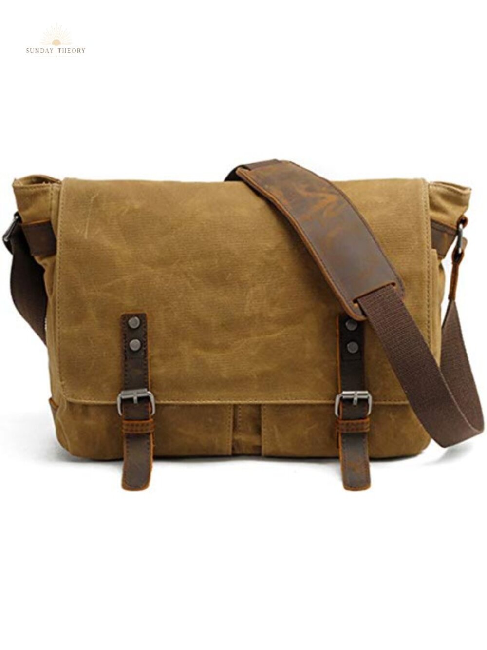 Mens Messenger Bag Vintage Genuine Leather Waxed Canvas 14in Laptop Briefcase